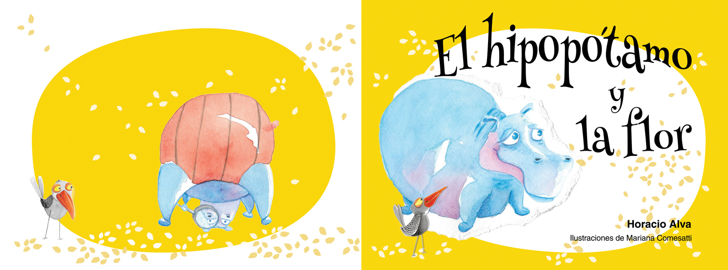 Children book illustration "The Hippopotamus and the flower"