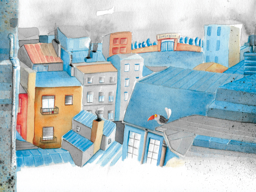 Children book illustration "The Hippopotamus and the flower"