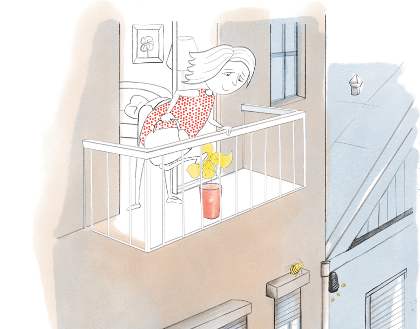 Children book illustration "The Hippopotamus and the flower"